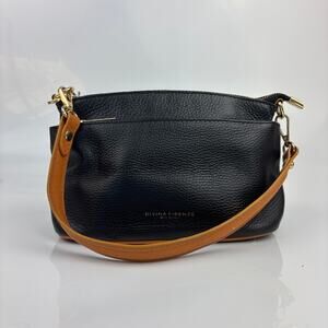 Divina Firenze Italian Leather Handbag Shoulder Bag Black and Tan
